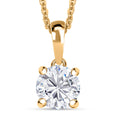 Moissanite (Rnd 6.6mm) Solitaire Pendant Necklace (20 Inches) in 18K Vermeil YG Over Sterling Silver 1.00 ctw - Sticky add to cart bar