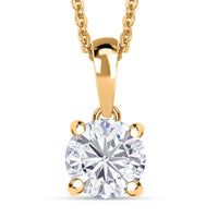 Moissanite (Rnd 6.6mm) Solitaire Pendant Necklace (20 Inches) in 18K Vermeil YG Over Sterling Silver 1.00 ctw