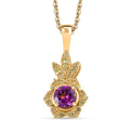 AAA Radiant Ember Garnet and Yellow Sapphire 1.00 ctw Radiant Petal Pendant Necklace in 18K Vermeil Yellow Gold Over Sterling Silver 20 Inches - Sticky add to cart bar