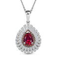 Luxuriant Premium Bixbite (LG), White and Brown Zircon 1.35 ctw Sunrays Pendant Necklace in Rhodium Over Sterling Silver 20 Inches - Sticky add to cart bar