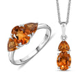 Premium Santa Ana Madeira Citrine Ring (Size 5.0) and Pendant in Rhodium Over Sterling Silver with Stainless Steel Necklace (20 Inches) 3.50 ctw - Sticky add to cart bar