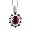 Luxoro AAA Ouro Fino Rubellite, Indicolite and G-H I2 Diamond 2.69 ctw Floral Pendant Necklace in 14K White Gold 18 Inches - Sticky add to cart bar
