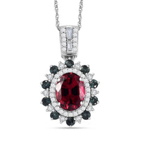 Luxoro AAA Ouro Fino Rubellite, Indicolite and G-H I2 Diamond 2.69 ctw Floral Pendant Necklace in 14K White Gold 18 Inches