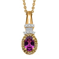 AAA Radiant Ember Garnet and Diamond 0.70 ctw Victorian Halo Pendant Necklace in 18K Vermeil Yellow Gold Over Sterling Silver 20 Inches - Sticky add to cart bar