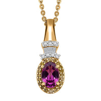 AAA Radiant Ember Garnet and Diamond 0.70 ctw Victorian Halo Pendant Necklace in 18K Vermeil Yellow Gold Over Sterling Silver 20 Inches