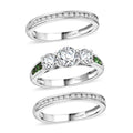 Set of 3 - Moissanite, Tsavorite Garnet Stackable Ring in Rhodium Over Sterling Silver (Size 5.0) 2.20 ctw - Sticky add to cart bar