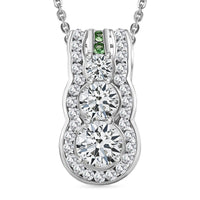 Moissanite, Tsavorite Garnet Pendant Necklace (20 Inches) in Rhodium Over Sterling Silver 2.00 ctw