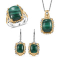 Karis African Malachite Earrings, Ring (Size 5.0) and Pendant in 18K YG Plated and Platinum Bond with Stainless Steel Necklace (20 Inches) 34.45 ctw - Sticky add to cart bar