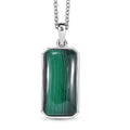 African Malachite 26.85 ctw Solitaire Pendant in Platinum Over Sterling Silver with Stainless Steel Necklace 20 Inches - Sticky add to cart bar