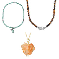 Multi Gemstone 373.50 ctw 3pcs Necklace (18, 20, 24In) with Butterfly Charm in Dualtone and Stainless Steel