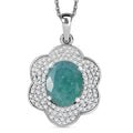 Grandidierite and White Zircon 4.90 ctw Ocean Petal Pendant Necklace in Rhodium Over Sterling Silver 20 Inches - Sticky add to cart bar