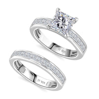 J Francis Embellished with Zirconia by Swarovski Set of 2 Ring in Rhodium Over Sterling Silver (Size 6.0) 5.70 ctw