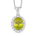 D'Joy Hebei Peridot and White Zircon 3.50 ctw Halo Pendant Necklace in Rhodium Over Sterling Silver 20 Inches - Sticky add to cart bar