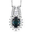 AAA Pirineu Lagoon Tourmaline and White Zircon 1.00 ctw Starburst Pendant Necklace in Rhodium Sterling Silver 20 Inches - Sticky add to cart bar