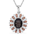 Bankacha Natural Black Star Sapphire and Multi Gemstone Star Ray 6.50 ctw Pendant Necklace in Rhodium Over Sterling Silver 20 Inches - Sticky add to cart bar