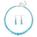 Blue Howlite Beaded Necklace (18-20 Inches) and Earrings in Stainless Steel 205.00 ctw - Sticky add to cart bar