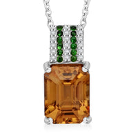Doorbuster Premium Blue Zircon, Multi Gemstone Pendant Necklace (20 Inches) in Rhodium Over Sterling Silver 3.90 ctw
