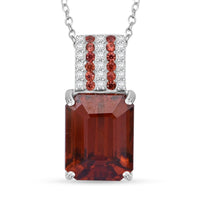 Doorbuster Premium Blue Zircon, Multi Gemstone Pendant Necklace (20 Inches) in Rhodium Over Sterling Silver 3.90 ctw
