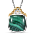 African Malachite and White Zircon 16.35 ctw Verdant Crown Pendant Necklace in 18K Vermeil YG and Rhodium Over Sterling Silver 20 Inches - Sticky add to cart bar