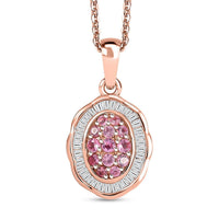 D'Joy Mahenge Spinel and Diamond 0.70 ctw Blossom Halo Pendant Necklace 20 Inches in 18K Vermeil Rose Gold Over Sterling Silver