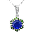 Tanzanian Blue Spinel (DF) and Multi Gemstone 2.15 ctw Ocean Garden Pendant Necklace in Rhodium Over Sterling Silver 20 Inches - Sticky add to cart bar