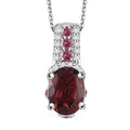 Premium Ouro Fino Rubellite and White Zircon 1.40 ctw Eternal Glow Pendant Necklace in Rhodium Over Sterling Silver 20 Inches - Sticky add to cart bar