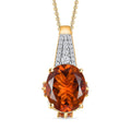Premium Santa Ana Madeira Citrine and White Zircon 5.60 ctw Amber Crown Pendant Necklace in 18K Vermeil Yellow Gold Over Sterling Silver 20 Inches - Sticky add to cart bar