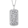Doorbuster Moissanite Baguette Shape Pendant Necklace (20 Inches) in Rhodium Over Sterling Silver 2.60 ctw - Sticky add to cart bar