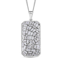 Doorbuster Moissanite Baguette Shape Pendant Necklace (20 Inches) in Rhodium Over Sterling Silver 2.60 ctw