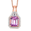 Premium Patroke Kunzite, White Zircon Art Deco Pendant Necklace (18 Inches) in 18K Vermeil RG Over Sterling Silver 4.30 ctw - Sticky add to cart bar
