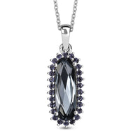 J Francis Embellished with Silver Night and Tanzanite Color Crystal by Swarovski Midnight Mirage Pendant in Platinum Bond with Stainless Steel Necklace (20 Inches)