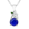 Vietnamese Cobalt Blue Spinel (DF) and Chrome Diopside 1.10 ctw Floral Vine Pendant Necklace in Rhodium Over Sterling Silver 20 Inches - Sticky add to cart bar