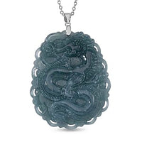 Olmec Jadeite Pendant 100.00 ctw Necklace in Rhodium Over Sterling Silver (20 Inches)