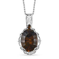 Karis Brazilian Smoky Quartz 17.00 ctw Pendant in Platinum Bond with Stainless Steel Necklace 20 Inches