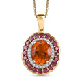 Premium Santa Ana Madeira Citrine and Multi Gemstone 3.80 ctw Radiant Flame Bloom Pendant Necklace in 18K Vermeil Yellow Gold Over Sterling Silver 20 Inches - Sticky add to cart bar