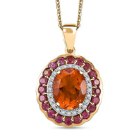 Premium Santa Ana Madeira Citrine and Multi Gemstone 3.80 ctw Radiant Flame Bloom Pendant Necklace in 18K Vermeil Yellow Gold Over Sterling Silver 20 Inches