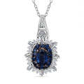 Ceylon Blue Sapphire, Moissanite Pendant Necklace (20 Inches) in Rhodium Over Sterling Silver 1.40 ctw - Sticky add to cart bar
