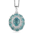 Grandidierite and White Zircon 3.10 ctw Floral Pendant Necklace in Rhodium Over Sterling Silver 20 Inches - Sticky add to cart bar