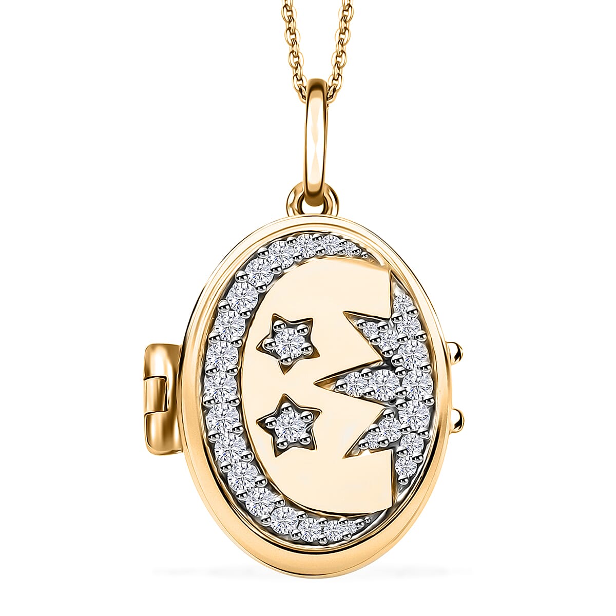 Moissanite Pendant Necklace (20 Inches) in 18K Vermeil YG Over Sterling Silver 0.70 ctw