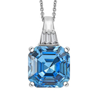 J Francis Embellished with Aquamarine and White Crystal by Swarovski Pendant Necklace (20 Inches) in Rhodium Over Sterling Silver