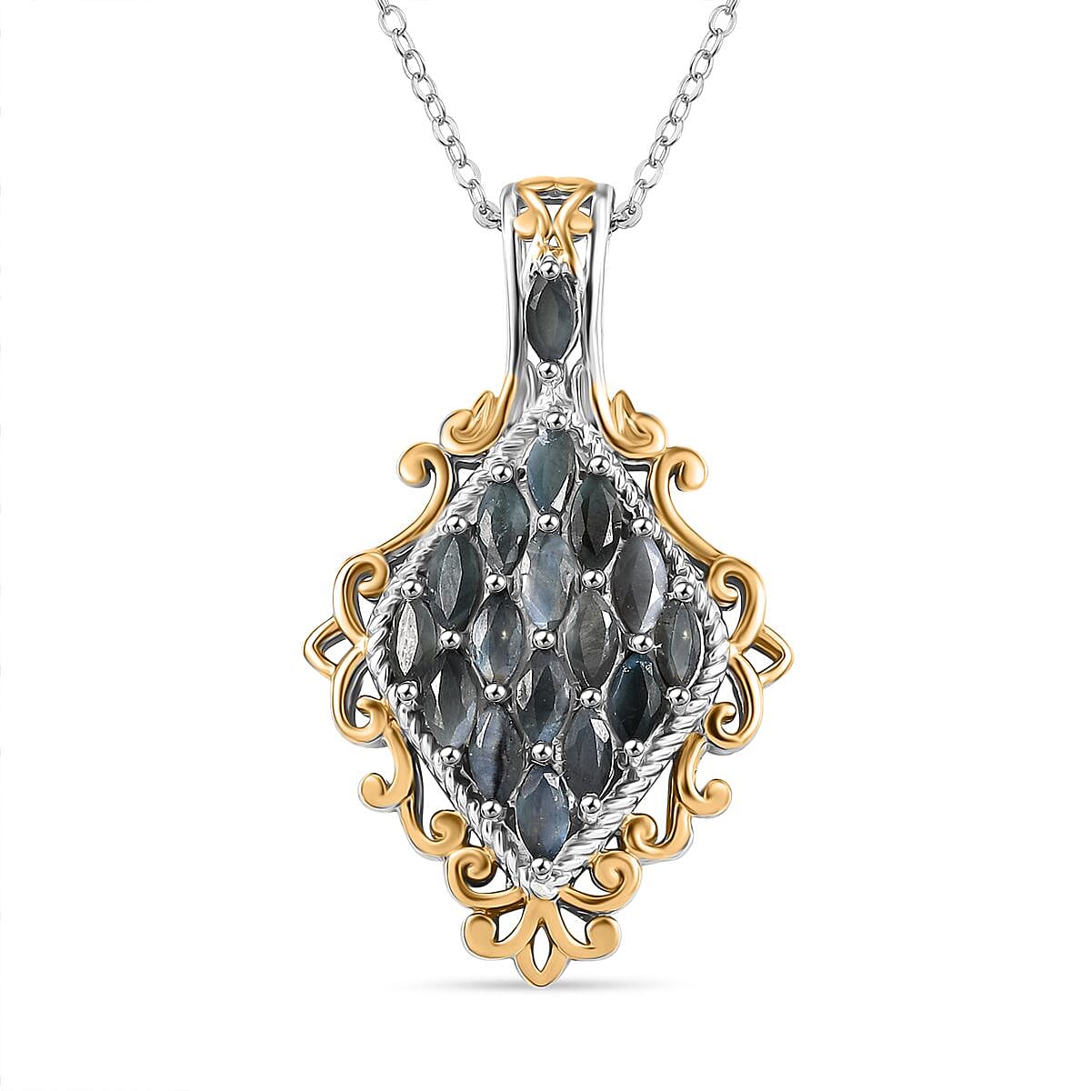 Narsipatnam Alexandrite 1.35 ctw Majesty Pendant Necklace in 18K Vermeil YG and Rhodium Over Sterling Silver 20 Inches