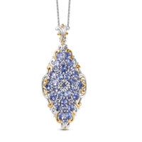 Tanzanite 4.15 ctw Pendant Necklace in 18K Vermeil YG and Rhodium Over Sterling Silver 20 Inches