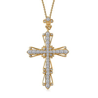 Luxuriant Lab Grown Diamond G-H SI 1.00 ctw Cross Pendant Necklace in 18K Vermeil Yellow Gold Over Sterling Silver 20 Inches