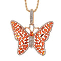 Orange and White Austrian Crystal Butterfly Pendant Necklace in Goldtone 24 Inches - Sticky add to cart bar