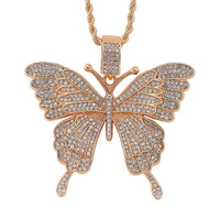 Austrian Crystal Butterfly Pendant Necklace in Goldtone 24 Inches