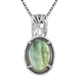 Madagascar Fire Labradorite 16.75 ctw Solitaire Pendant Necklace 20 Inches in Stainless Steel - Sticky add to cart bar