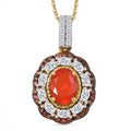 Mexican Cherry Fire Opal and Multi Gemstone 1.60 ctw Crimson Frost Pendant Necklace in 18K Vermeil Yellow Gold Over Sterling Silver 20 Inches - Sticky add to cart bar