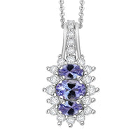 Tanzanite, White Zircon Pendant Necklace (20 Inches) in Rhodium Over Sterling Silver 1.60 ctw