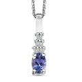AAA Tanzanite and White Diamond 0.50 ctw Ballerina Pendant Necklace in Rhodium Over Sterling Silver 20 Inches - Sticky add to cart bar