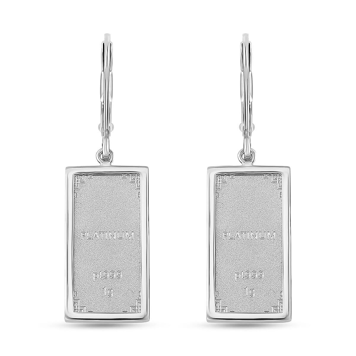 999 Platinum 2pc Bar 2g with 10K White Gold Earrings 3.30 Grams